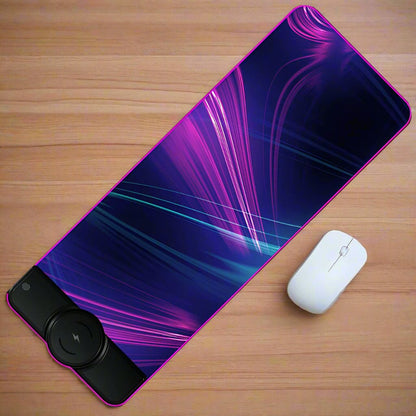 K9186 LED Large Desktop and Mouse Pad with 15W Wireless Charging Pad