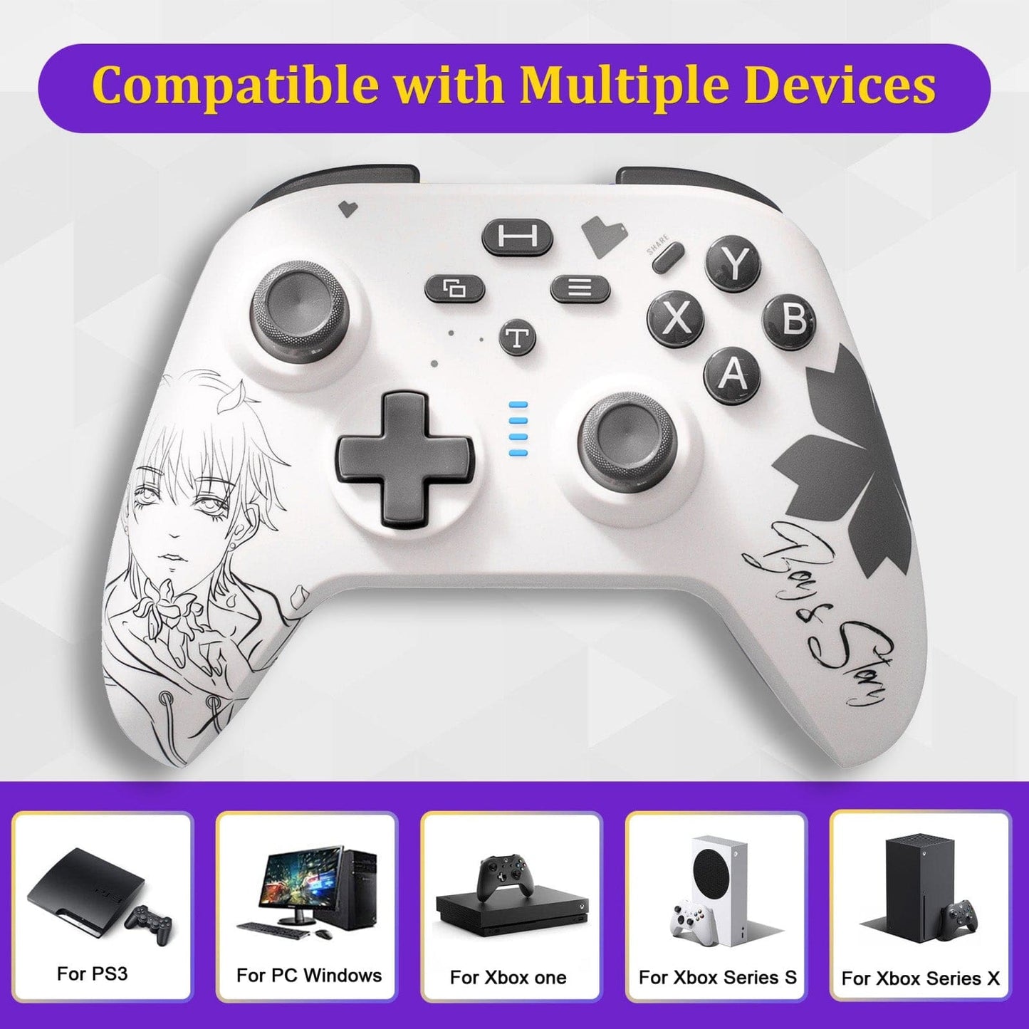 N2 Manga Boy Wireless Controller for PC, PS3