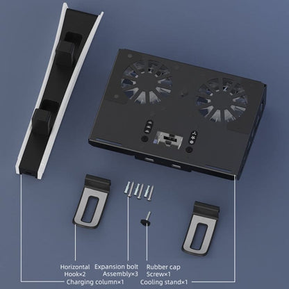iPlay PS5 Wall Mount Cooling Stand, USB Hub and Controller Charging Station
