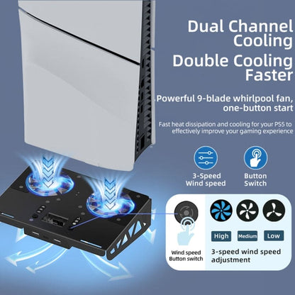 iPlay PS5 Wall Mount Cooling Stand, USB Hub and Controller Charging Station
