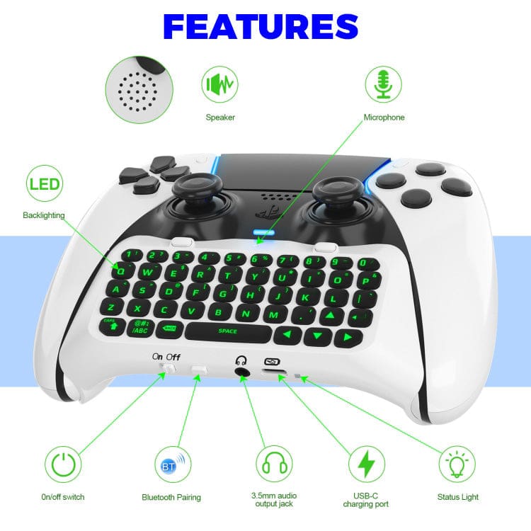 P5172 PS5 Controller Bluetooth Wireless Keyboard
