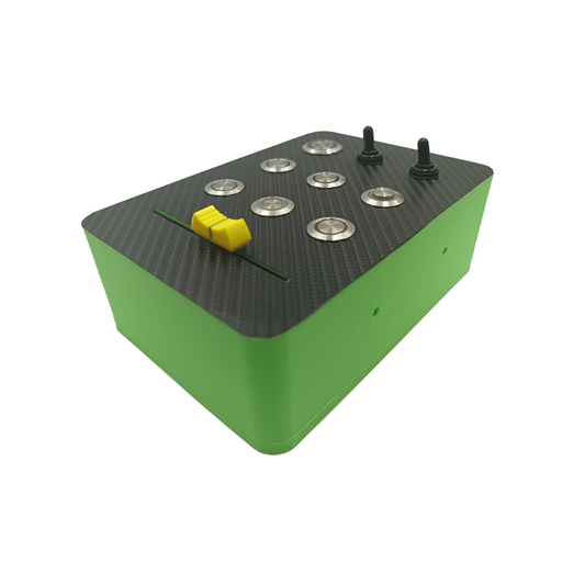 RacecraftsNZ Grid Series LED Sim Racing Button Box Controller, 7x LED Push Buttons, 2x Switches, 1x Sliding POT