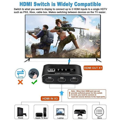 HDMI 8K 60Hz/4K 120Hz 3 Input and 1 Output HDM Switch