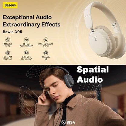 Baseus Bowie D05 Wireless Headphones, Wired or Wireless, Microphone, App Configuration