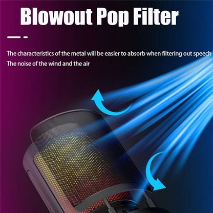 ME6P Desktop Gaming/Streaming Cardioid Microphone, LED Light