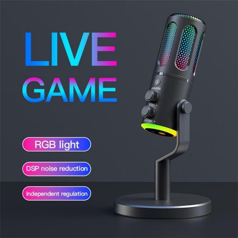 SU8 Desktop Gaming/Streaming Microphone, Noise Reduction, LED Light