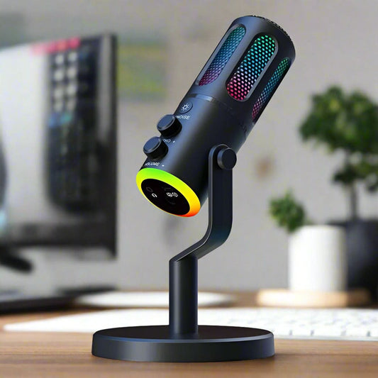 SU8 Desktop Gaming/Streaming Microphone, Noise Reduction, LED Light