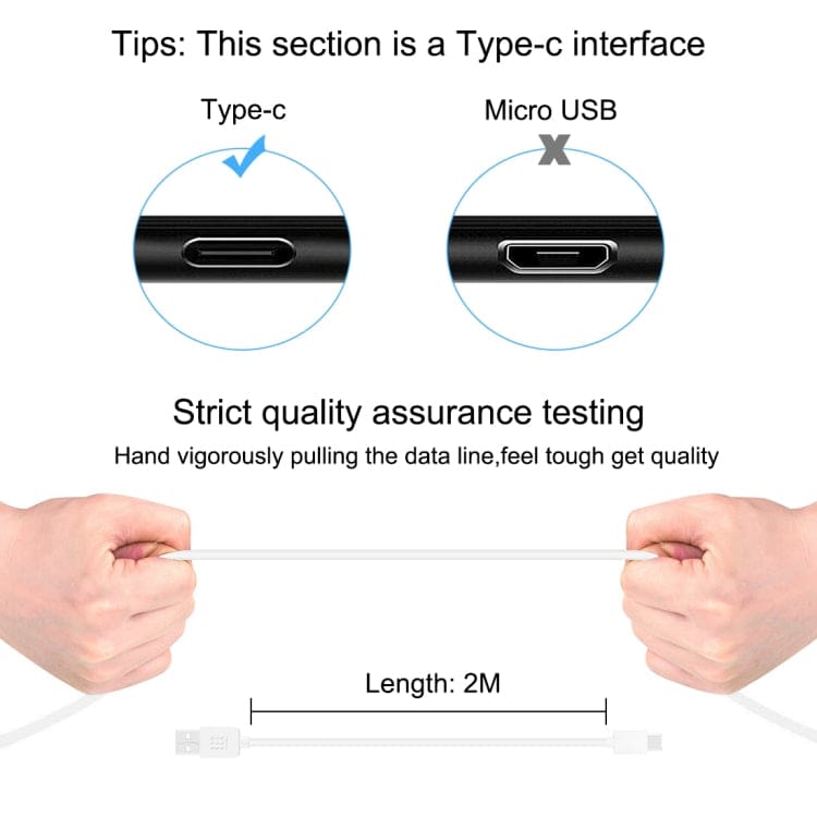 [2 PACK] HAWEEL 2m Type-C to USB 2.0 Data & Charging Cable, Up to 4A, 2Metre