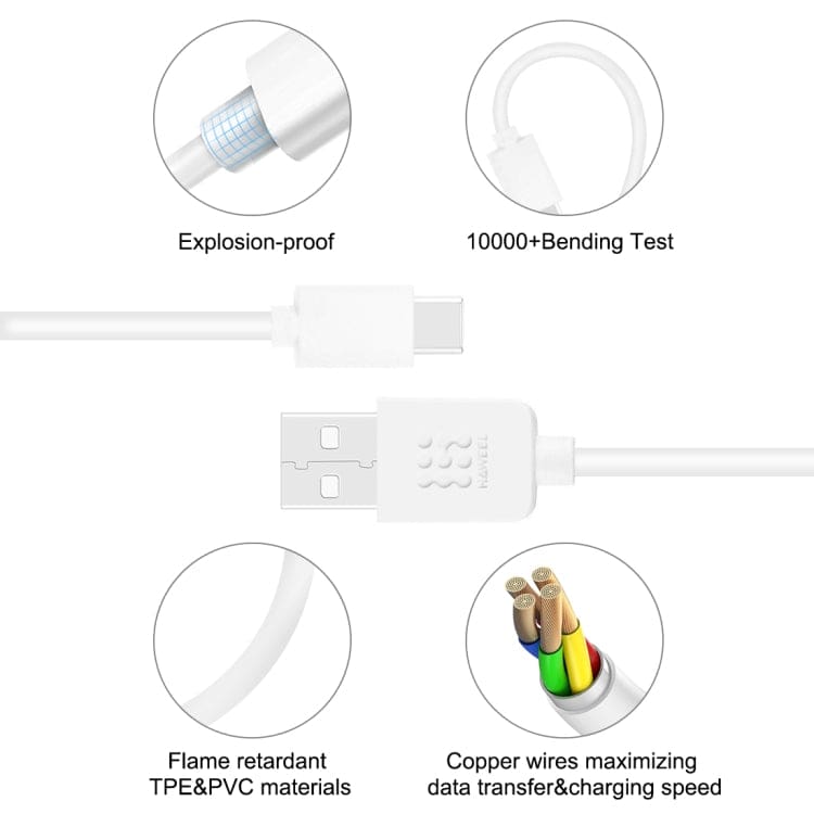 [2 PACK] HAWEEL 2m Type-C to USB 2.0 Data & Charging Cable, Up to 4A, 2Metre