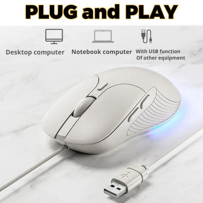 inphic B2 Wired USB 7200 DPI Optical Mouse, 5 Buttons, Scroll Wheel, LED