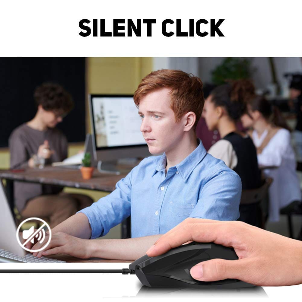 inphic W1 Wired USB 7200 DPI Optical Mouse, 6 Buttons, Scroll Wheel, LED Lighting