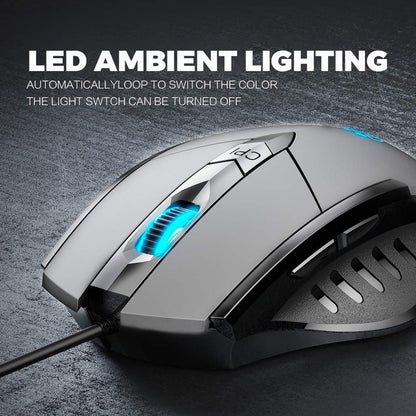 inphic W1 Wired USB 7200 DPI Optical Mouse, 6 Buttons, Scroll Wheel, LED Lighting