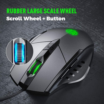 inphic W1 Wired USB 7200 DPI Optical Mouse, 6 Buttons, Scroll Wheel, LED Lighting