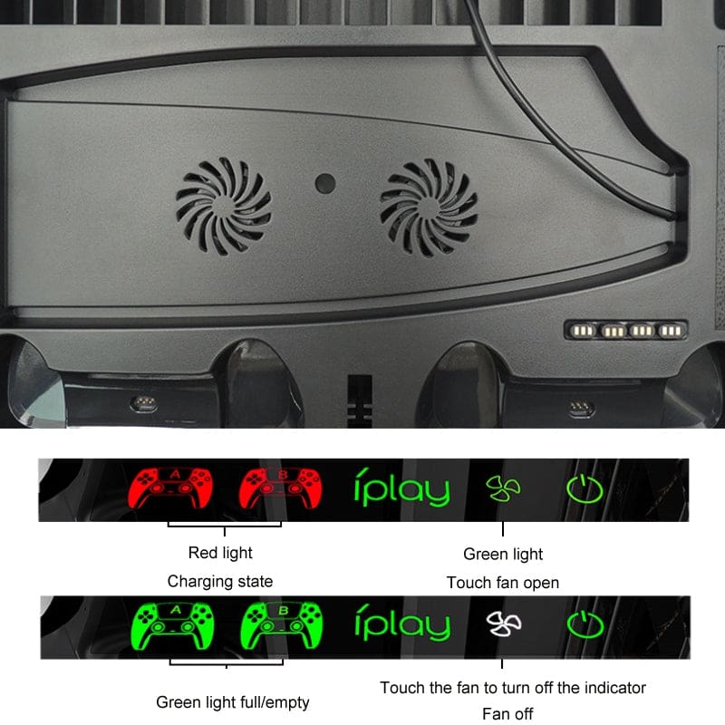 iPlay PS5 Cooling Stand, USB Hub and Controller Charging Station.