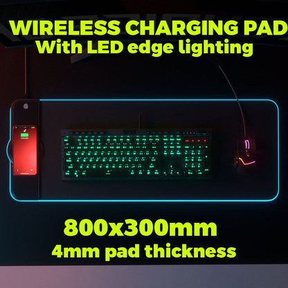 K9186 LED Large Desktop and Mouse Pad with 15W Wireless Charging Pad