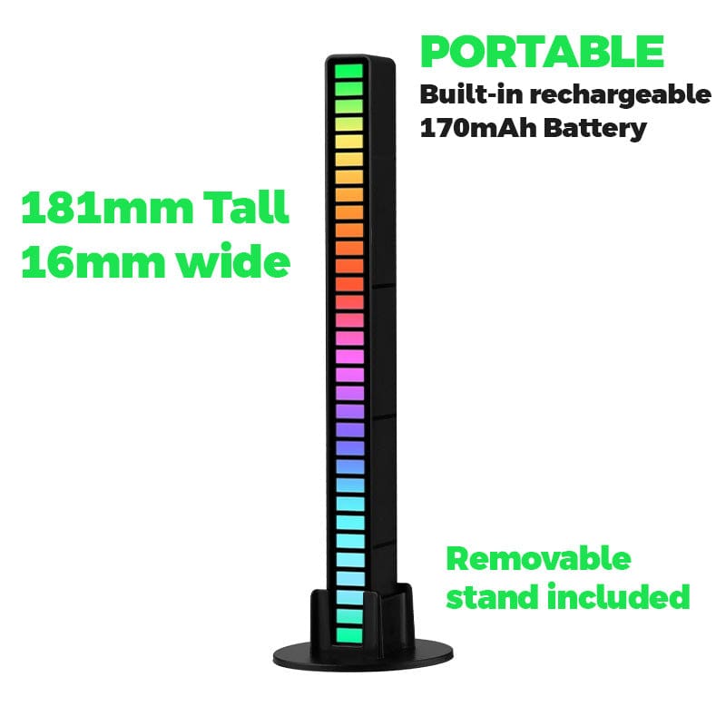 L022 32 LED Sound Activated Mini Ambient Light Bar , Multiple Modes and Colours, USB Powered