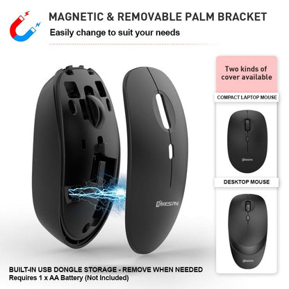 MKESPN Tri-Mode Bluetooth/RF Wireless Optical Mouse, USB 2.4G RF Dongle or Bluetooth 3/5.2 Connection