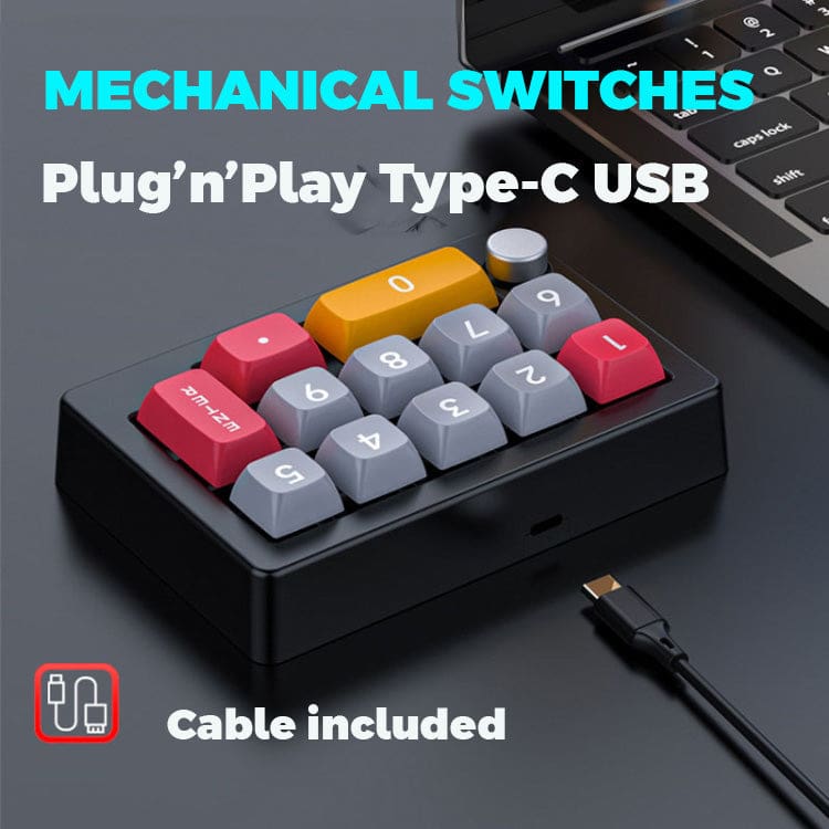 MKESPN Mechanical USB Macro Number/Gaming Keypad, LED, Volume Knob