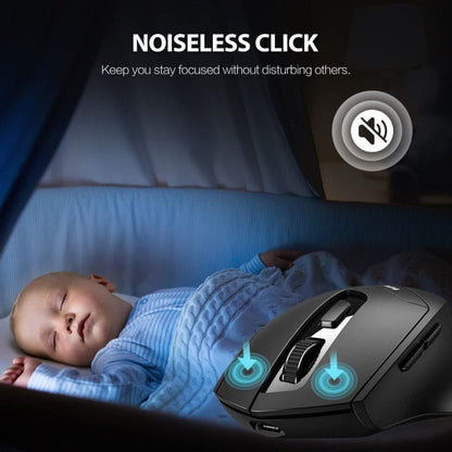 inphic DR01 Dual-Mode Bluetooth/RF Wireless Optical Mouse, Rechargeable, 1600DPI