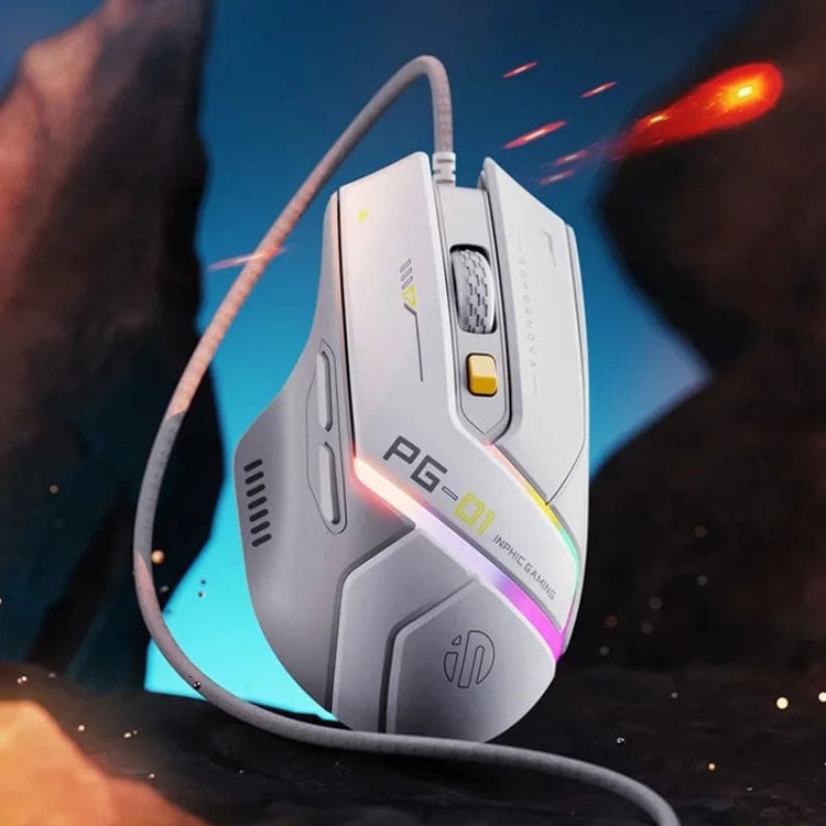 inphic PG1 Wired USB 12800 DPI Optical Mouse, Macro Software, LED Lighting