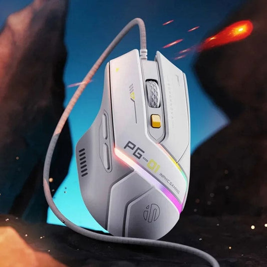 inphic PG1 Wired USB 12800 DPI Optical Mouse, Macro Software, LED Lighting