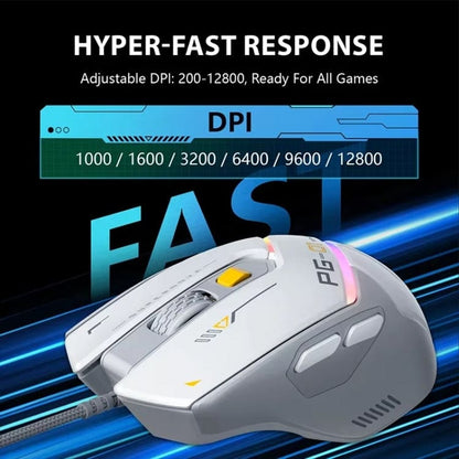 inphic PG1 Wired USB 12800 DPI Optical Mouse, Macro Software, LED Lighting
