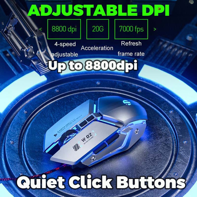 inphic W-02 Wired USB 8800 DPI Optical Mouse, 5 Buttons, Scroll Wheel
