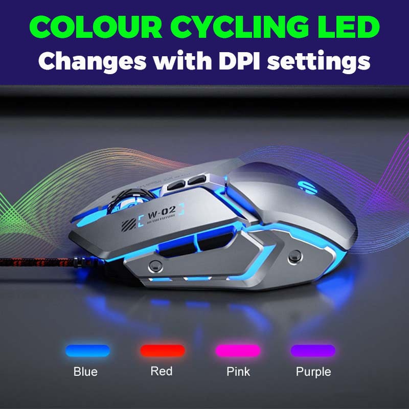 inphic W-02 Wired USB 8800 DPI Optical Mouse, 5 Buttons, Scroll Wheel