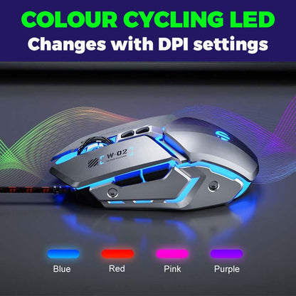 inphic W-02 Wired USB 8800 DPI Optical Mouse, 5 Buttons, Scroll Wheel