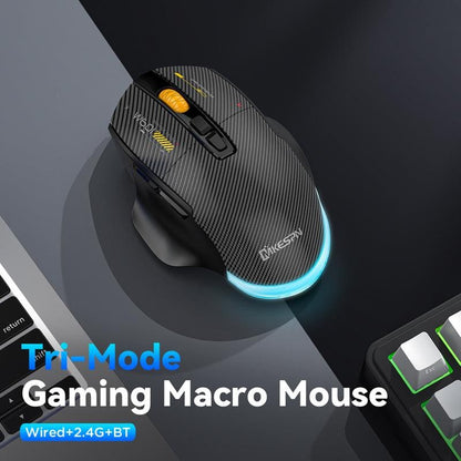 MKESPN W601 Tri-Mode BT/RF Wireless, Corded 12800DPI Optical Mouse, Carbon Fiber Texture, Macro