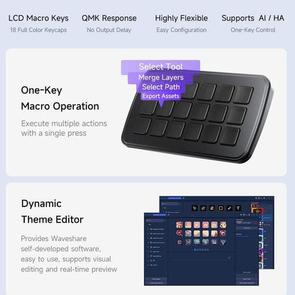 Waveshare SK18 Control Panel - 1.8" Programmable LCD Membrane Keys