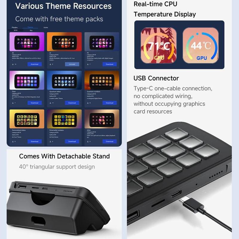 Waveshare SK18 Control Panel - 1.8" Programmable LCD Membrane Keys