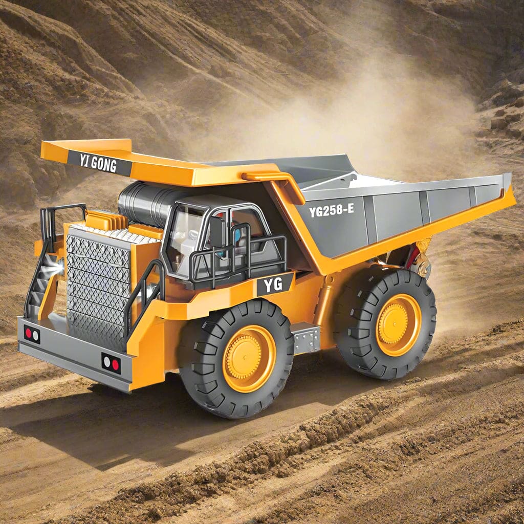 NC-258E RC Dump Truck, Tippable Dirt Tray, Engine Sounds, Headlights