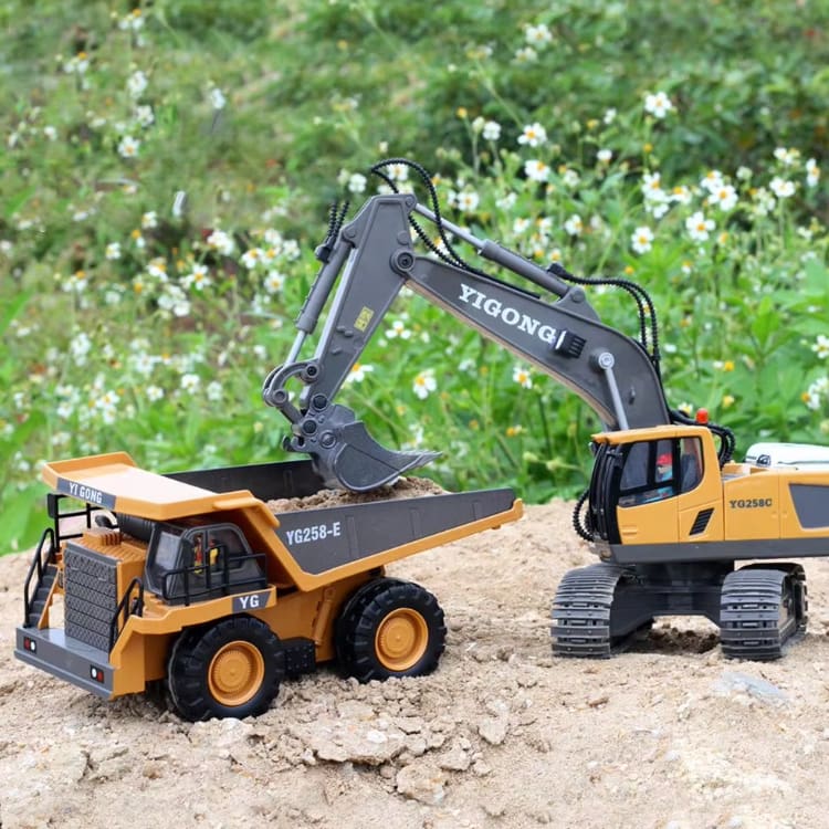 NC-258E RC Dump Truck, Tippable Dirt Tray, Engine Sounds, Headlights