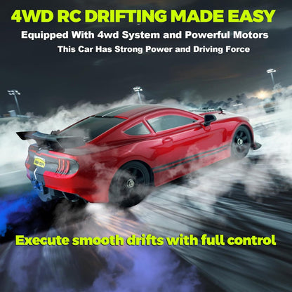 SC16 RC 4WD Drift Car, Dual Motor, 1:16 Scale, LED Lights, Simulated Exhaust Smoke