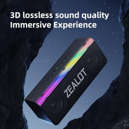 Zealot S72 20W Bluetooth Speaker, LED Light Bar, 3000mAh Rechargeable Battery