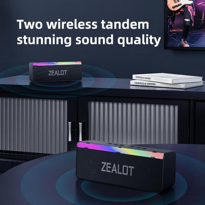Zealot S72 20W Bluetooth Speaker, LED Light Bar, 3000mAh Rechargeable Battery